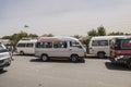 Busses on the road.