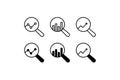 Bussines research icon set. Analize economics illustration symbol. Sign magnifying glass and graph vector