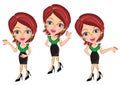 Businesswoman set of three cartoon