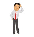Bussinesman Confused face expression cartoon illustration Royalty Free Stock Photo