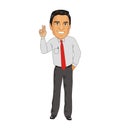 Bussinesman Holding up 2 finger cartoon illustration Royalty Free Stock Photo