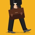 Businessman hand holding briefcase. Vector illustration