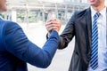 Bussiness handshake, teamwork and successful Royalty Free Stock Photo