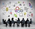 Bussiness Meeting with Business Infographic Royalty Free Stock Photo