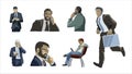 Bussiness people male man men set on white background. Discussion, negotiation, discussion, business partnership, team Royalty Free Stock Photo