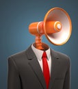 Bussinessman with loudspeaker instead of head Royalty Free Stock Photo