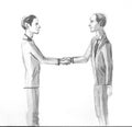 Bussinessmen shaking hands, succusessful deal, watercolor illustration