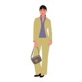 Bussineswoman holding holding a handbag with a white background illustration