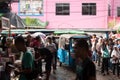 Bussy street of Indonesia Jakarta market full of people and vehicle