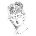 Bust of Apollo with flowers, the ancient god. Royalty Free Stock Photo
