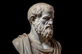 Bust of Aristotle philosopher of greece on black background generative AI Royalty Free Stock Photo