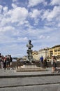 Bust of Benvenuto Cellini Monument from Ponte Vecchio Bridge of Florence Metropolitan City. Italy Royalty Free Stock Photo