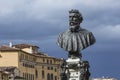 Bust of Benvenuto Cellini on the Ponte Vecchio in Florence, Ital Royalty Free Stock Photo