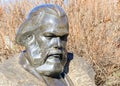 Bust of Carl Marx. Park of arts `Museon`. Moscow,