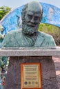 Bust of Charles Darwin at Galapagos National Park Headquarters o