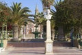 Bust of Cristobal Colon at the central square of the city of Arica, Chile. Royalty Free Stock Photo