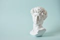 bust of david replica on blue background copy space, copy of work by michelangelo Royalty Free Stock Photo