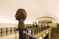 Bust of famous plastic artist Vieira da Silva in Rato subway station in Lisboa, Portugal