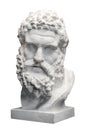 Bust of the Farnese Hercules. Heracles head sculpture, plaster copy of a marble statue isolated on white. Son of Zeus Royalty Free Stock Photo