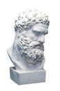 Bust of the Farnese Hercules. Heracles head sculpture, plaster copy of a marble statue isolated on white. Son of Zeus Royalty Free Stock Photo