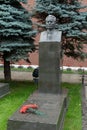 Bust of the General Secretary of the CPSU Central Committee Konstantin Chernenko on the grave at the Kremlin Wall on Red Square in