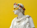 bust greek ancient female statue in carnival mask. generative ai image Royalty Free Stock Photo