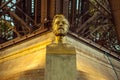 Bust of Gustave Eiffel in front of the Eiffel Tower in Paris, France. Royalty Free Stock Photo