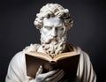 the bust of a male statue while reading a book Royalty Free Stock Photo