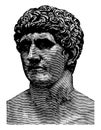 Bust of Mark Antony,  a Roman politician and General, vintage engraving Royalty Free Stock Photo