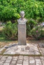 Bust of Marko F. Stanisic in the park on Slovenian coast in Budva, vertical