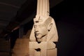 Bust of pharaoh Echnaton ÃÅ½Akhenaton aka Amenhotep IV with black background in the touring Tutankhamun exhibition.