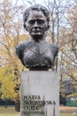 Bust of the Polish Nobel Maria Sklodowska-Curie in the Jordan Park in Krakow