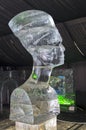 Bust of Queen Nefertiti in the exhibition of ice sculptures.