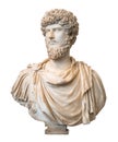 Bust of the roman emperor Lucius Verus isolated on white Royalty Free Stock Photo