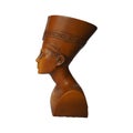 Bust or statue of the ancient Egyptian queen Nefertiti made of brown stone on a white background. Isolate. The symbol of eternal Royalty Free Stock Photo