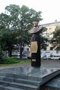 Bust of twice Hero of the Soviet Union test pilot Major General of Aviation Vladimir Kokkinaki on the boulevard in Novorossiysk