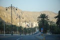 Bustan road and mountains , Muscat, Oman Royalty Free Stock Photo