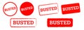 busted red circle and square rubber stamp label sticker sign criminal mark