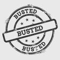 Busted rubber stamp isolated on white background.