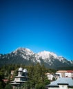 busteni mountain peak towards the caraiman cross Royalty Free Stock Photo