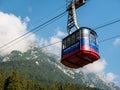 Busteni/Romania - 06.29.2020: Cable car or telecabin in the Bucegi National Park, starting from Busteni and up to Bucegi Mountains