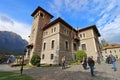 Busteni, Romania - October 13, 2023: Cantacuzino Castle with people