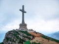 Busteni, Romania - 07.10.2021: View with the Heroes Cross on Caraiman peak, in Bucegi Mountains Romania