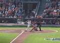 Buster Posey swings at pitch Royalty Free Stock Photo
