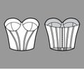 Bustier longline corsetry bra lingerie technical fashion illustration with molded cup, bones, hook-and-eye closure. Flat