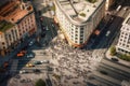 Bustling activities on a public square. High quality photo