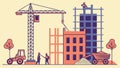 Bustling City Construction Site with Multiple Cranes and Developing Structures, vector design Generative AI Royalty Free Stock Photo