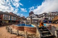 Bustling city with a fountain in Patan Durbar Square, Lalitpur, Nepal