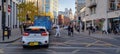 Bustling city street in Manchester, England