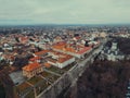 Bustling cityscape of Radauti, Romania in autumn